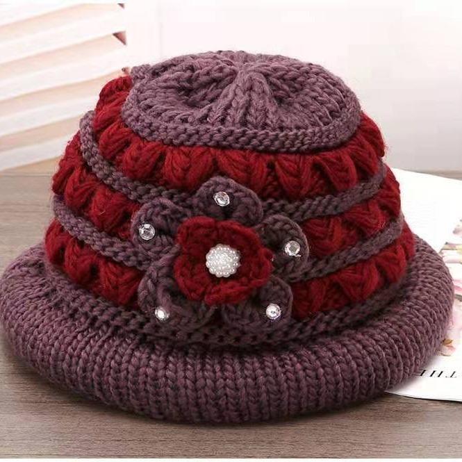 

Winter Hat for The Elderly Grandma s Knitted Warm Old Lady s Fisherman Hat Middle Aged and Elderly Plus Velvet Thick Woolen Hat average size