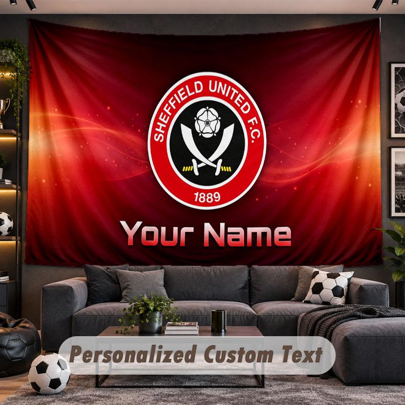 Wall Hanging Tapestry Custom NameSheffield United FC Pattern Personalized Printed Fabric Wall Decor