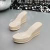 Summer New Round Toe Open Toe Clear Strap Non-slip Wear-resistant Wedge Slip Strap Sandals Fashion Platform Slippers