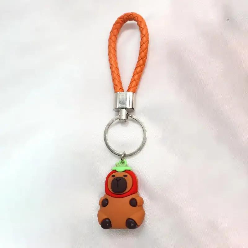 1PC Cartoon Capybara Plush Keychain Kawaii Backpack PVC Pendant Decoration Keyring Accessories Anime Lover Gifts