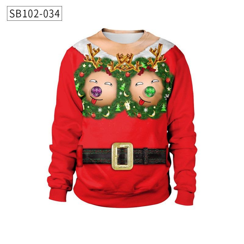 Autumn and winter new Christmas loose personality round neck digital printing sweater men's and women's sweaters