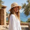 Grand Chapeau Bob Anti-Soleil Chapeau de Pêcheur Bohème Chapeau de Soleil Portable Tressage Paille Voyage