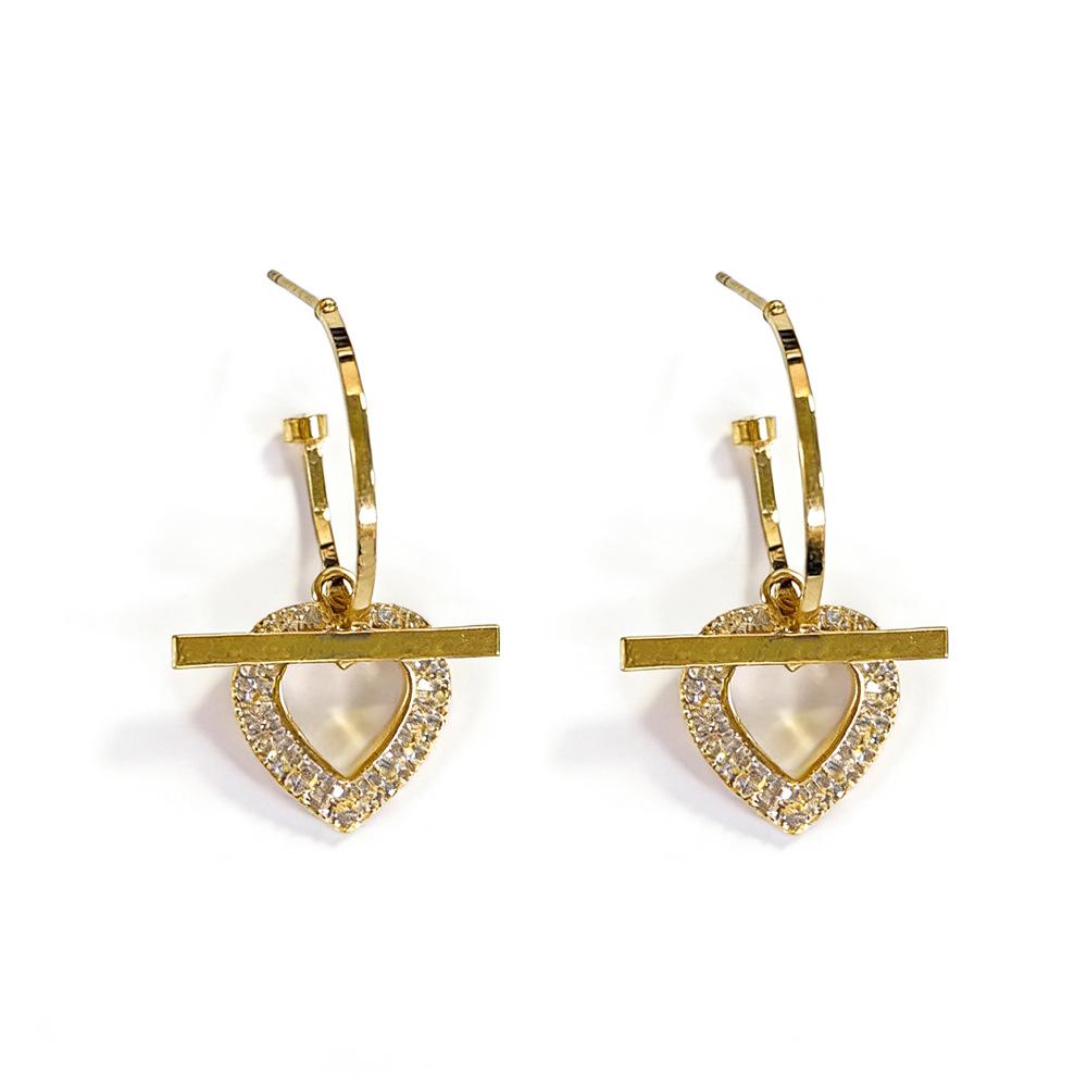 

European Heart-Shaped Multi-Wear Earrings with Micro-Inlaid Rhinestones