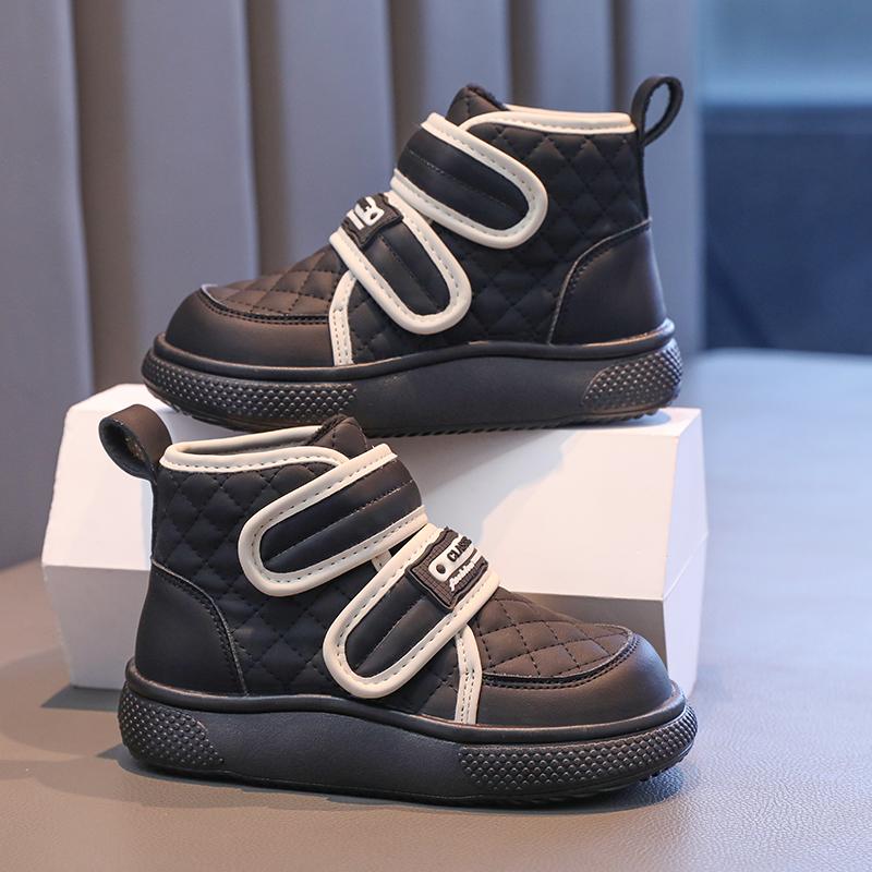 Klassische Mädchen Baumwollstiefel Mode Kinder Plateau Stiefeletten Vielseitig Rutschfest Kinder Lässige Schneestiefel Dicke Sohle Klettverschluss