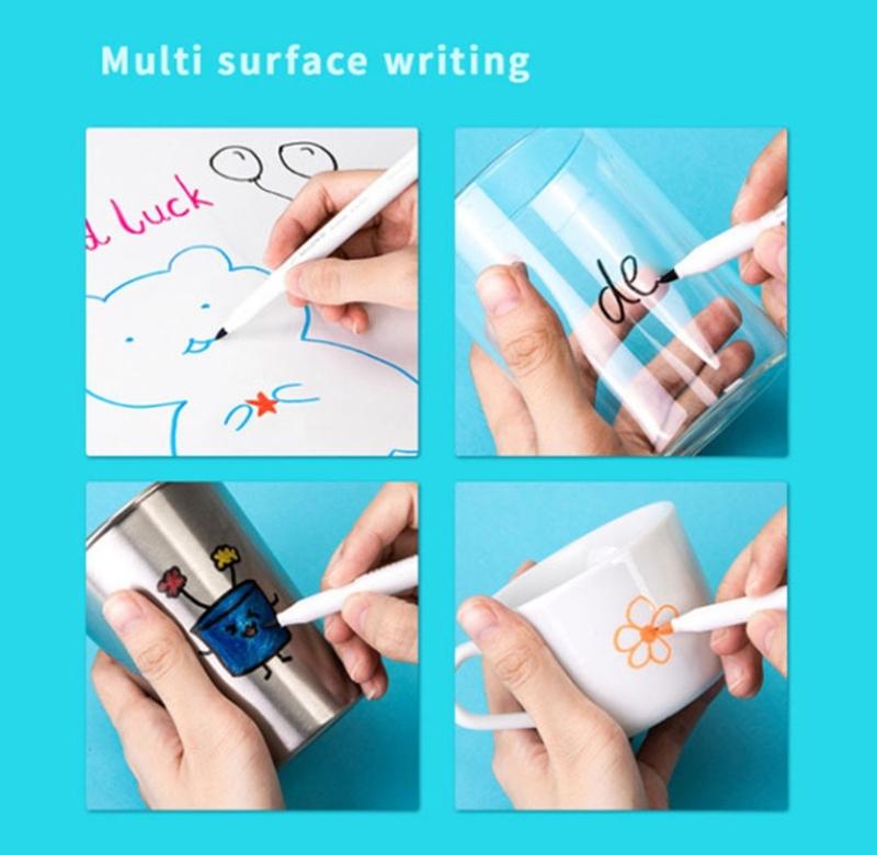 8Pcs Erasable Marker Pen 8 Color Colored Marker Water Based Inks Fast Drying Whiteboard Marker for Office Supplies