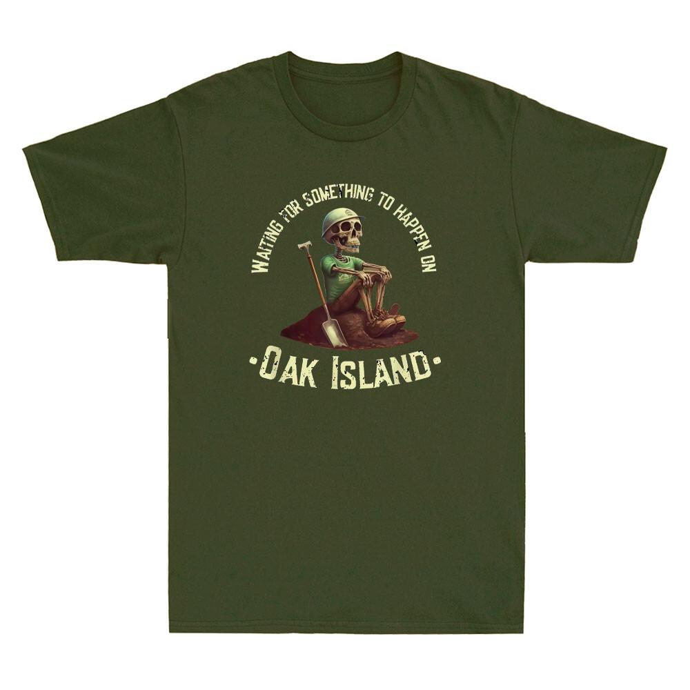 Oak Island Treasure Hunting Skeleton Funny Graphic Saying Vintage Unisexs Tshirt