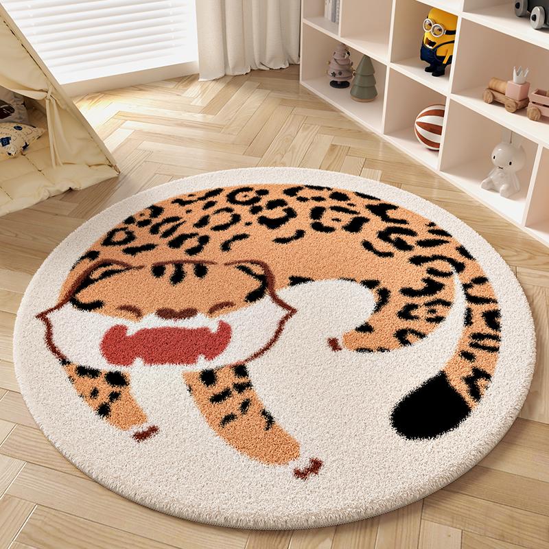 

Cute Round Carpets for Living Room Thicken Washable Floor Mat Cartoon Style Bedroom Decor Carpet Home Fluffy Soft Children s Rug 80x80CM