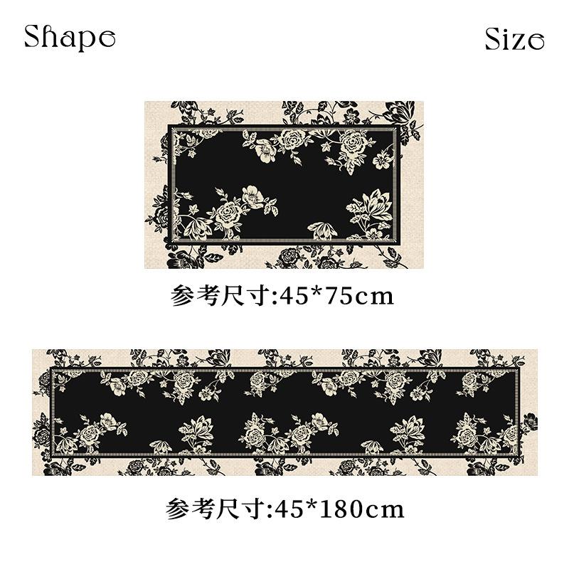 French Medieval Style Kitchen Floor Mat Non-slip and Oil-proof, Scrubbable Leave-in Special Foot Mat L-shaped Whole Floor with Diatom Mud Carpet