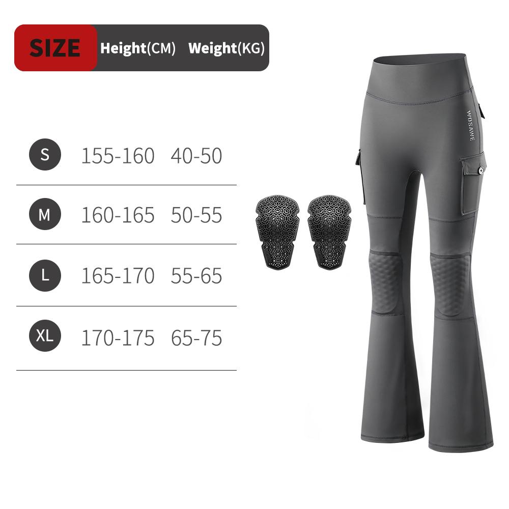 WOSAWE Women Motorcycle Pants High Waist Stretch Motocross Riding Tights with Removable Knee Pads Fitness Flared Leg Pant