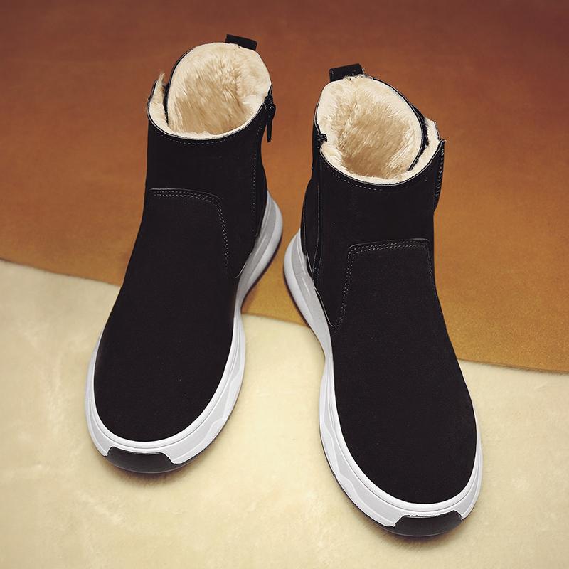 Zimní Pánské Hrubé a Plyšové Teplé a Módní Silná Podrážka Vysoké Kotníkové Bavlněné Boty Sněhule Ležérní Bavlněné Boty