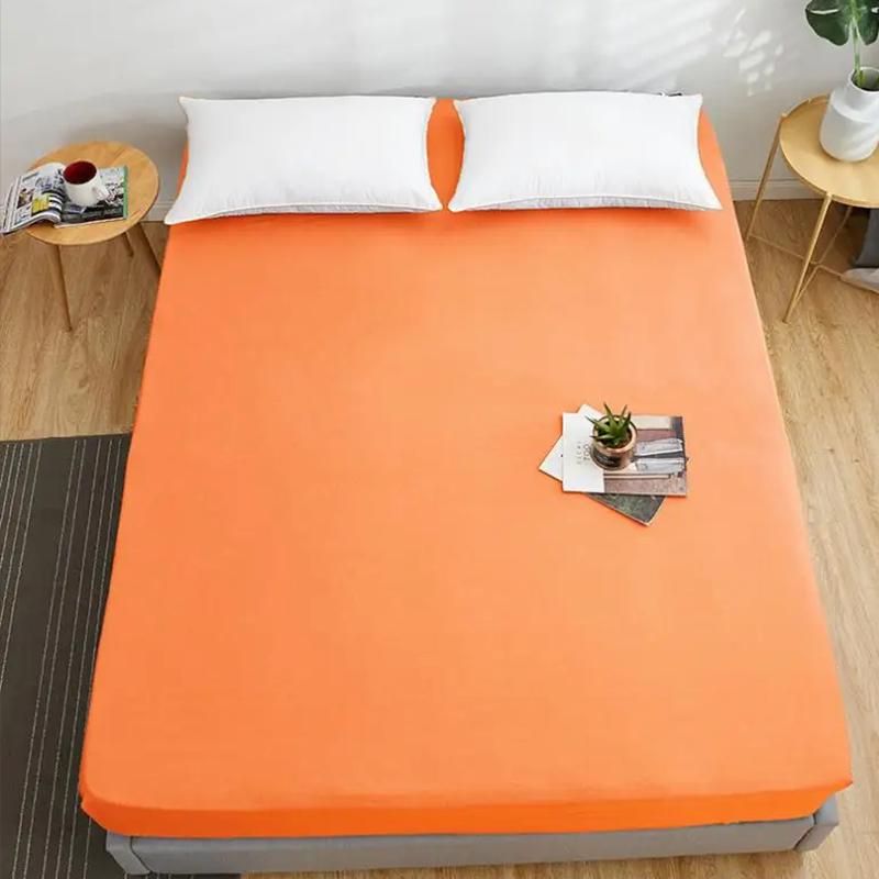 High Quality Fitted Sheet Multiple Colors Super Soft and Breathable Mattress Covers Protector Sofa Cover Single/Double Bed Sheet Solid Color Bed Cover