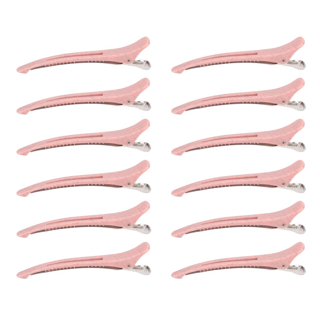 12pcs Salon Hair Clips Set Professional Home Portable Pink Sectioning Hair Clips Styling Tool