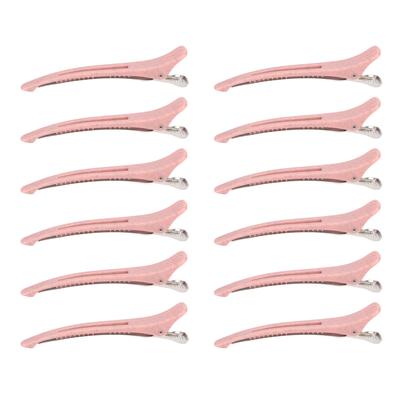 12pcs Salon Hair Clips Set Professional Home Portable Pink Sectioning Hair Clips Styling Tool