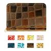 Genuine Leather Mini Wallet, Elegant Stained Glass Leather Compact Wallet with Card Storage, Women's [NB] Bronze