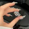 Niche Design Cold Wind Irregular Fold French Cross Chain Fringed Open Ring Female Zircon