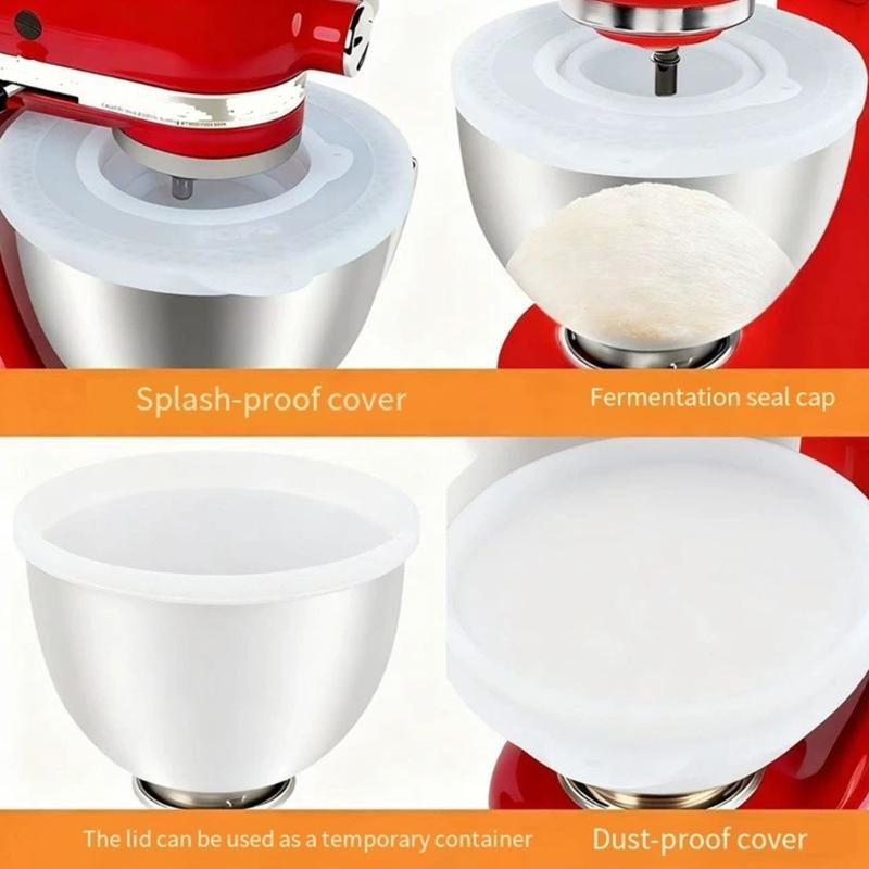 Silicone Mixing Bowl Cover Splash Proof Stand Mixer Bowl Lid for 4.5-5QT Tilt Head Stand Mixers Bowl Kitchen Accessory