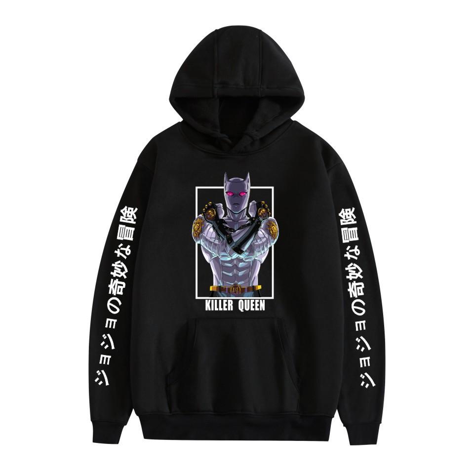 Japanese Anime JOJO Bizarre Adventure Printed Hoodie with A Fluffy Lining Man Sweatshirts Long Sleeve Fashion Female Streetwear