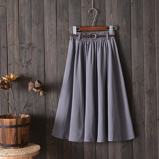 College Style A-line Skirt with Belt - Versatile, Mid-length, Summer Skirt for Women