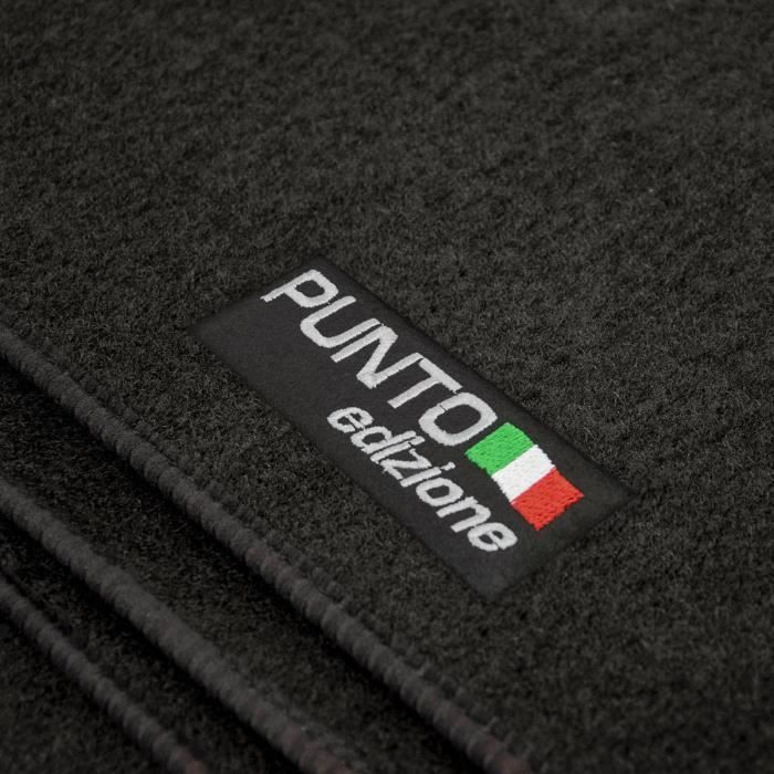 Tapis de sol - Logo - Fiat Punto I - Velours noir - 4 pièces - Ajustement précis
