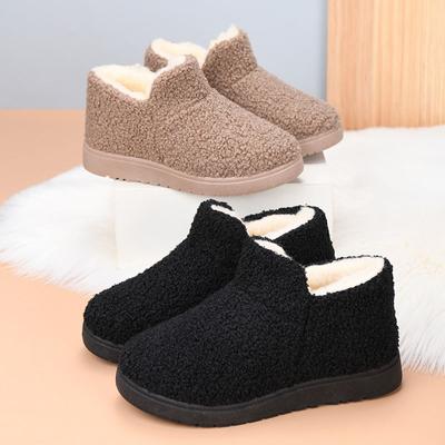 Cotton Shoes with Plush Insulation for Women Anti Slip Cotton Shoes for One Foot Middle-aged and Elderly Cotton Boots for Women, Soft Soled Snow Boots
