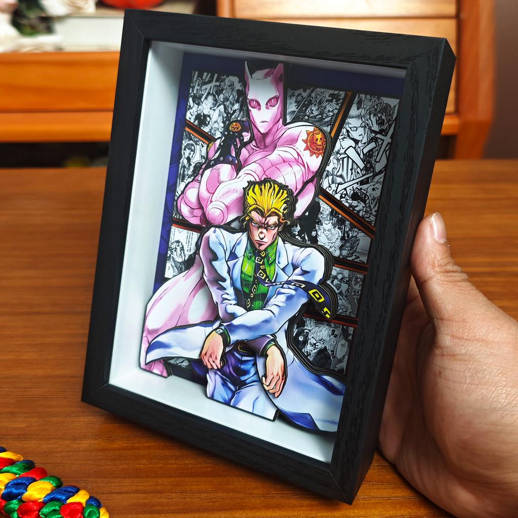 Classic Anime JoJo's Bizarre Adventure 3D Decorative Painting Cartoon Figure Handmade Decorative Picture Frame DesktopDecoration