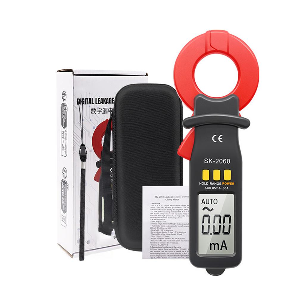 Digital Clamp Meter 60A Range AC DC Current Leakage Tester 1999 Counts Auto Range Hold Ammeter Clampmeter Amperimetro