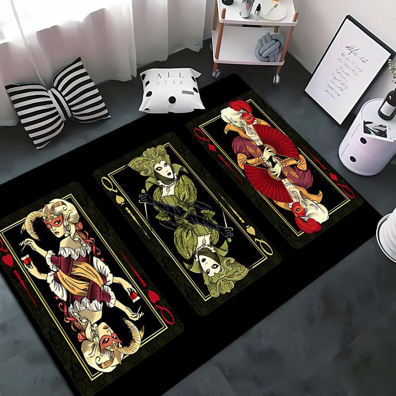 3D Printing Interesting Poker Area Rug,Carpet for Living Room Bedroom Sofa Doormat Decor,Kids Game Non-slip Floor Mat Alfombra