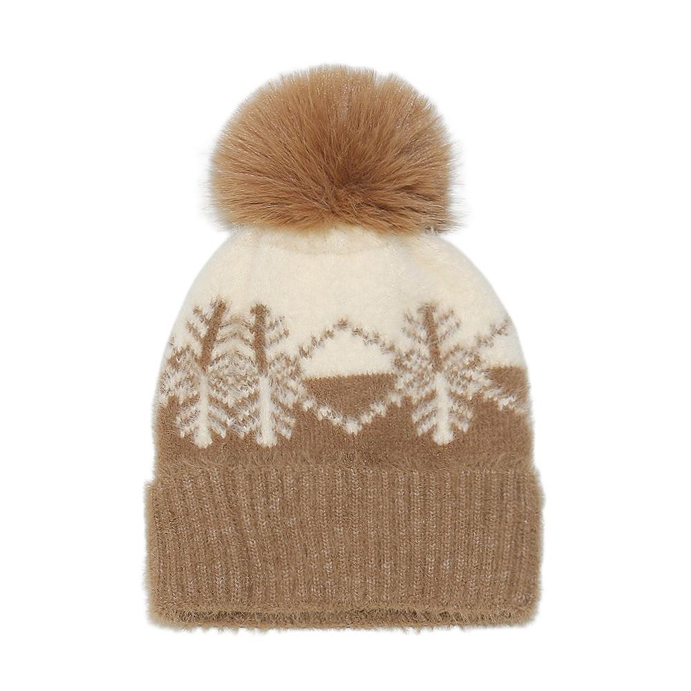 Autumn and Winter New Wool Hat Christmas Day Snowflake Pullover Hat Imitation Mink Knitted Hat Women 2025