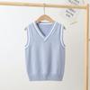 100% Cotton Teenage Kids Knit Vest Boys & Girls School Uniform Sweater Vest V-neck Pullover Preppy Style Children Top Clothes