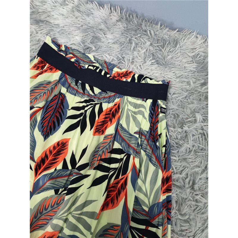 Export Single Texture Good Goods Exquisite Print Elastic High Waist Big Swing A- Line Skirt Casual Holiday Style Skirt