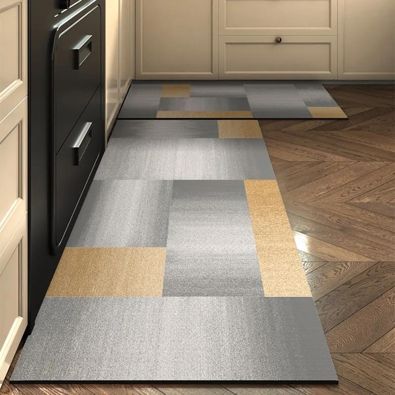 Kitchen Floor Mat Non-slip Oil-proof Waterproof Carpet PVC Leather Dirt-resistant Wipeable Foot Mats Household Long Size Rug
