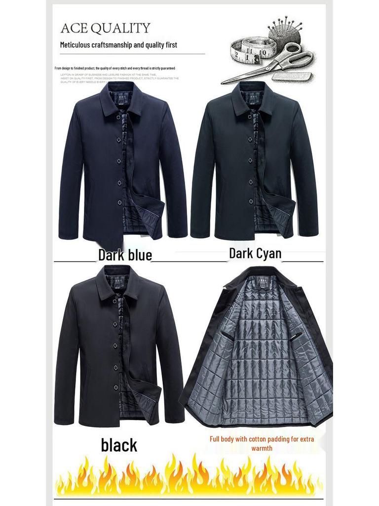 Herren Leichte Freizeitjacke - Frühling/Herbst Stil, Umlegekragen, Knopfverschluss, Lockere Passform für Mittelalte und Ältere.