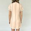Women Casual V Neck Button Front Short Sleeve Dress Lightweight Summer Loose Fit Knee Length Dress for Daily Wear
