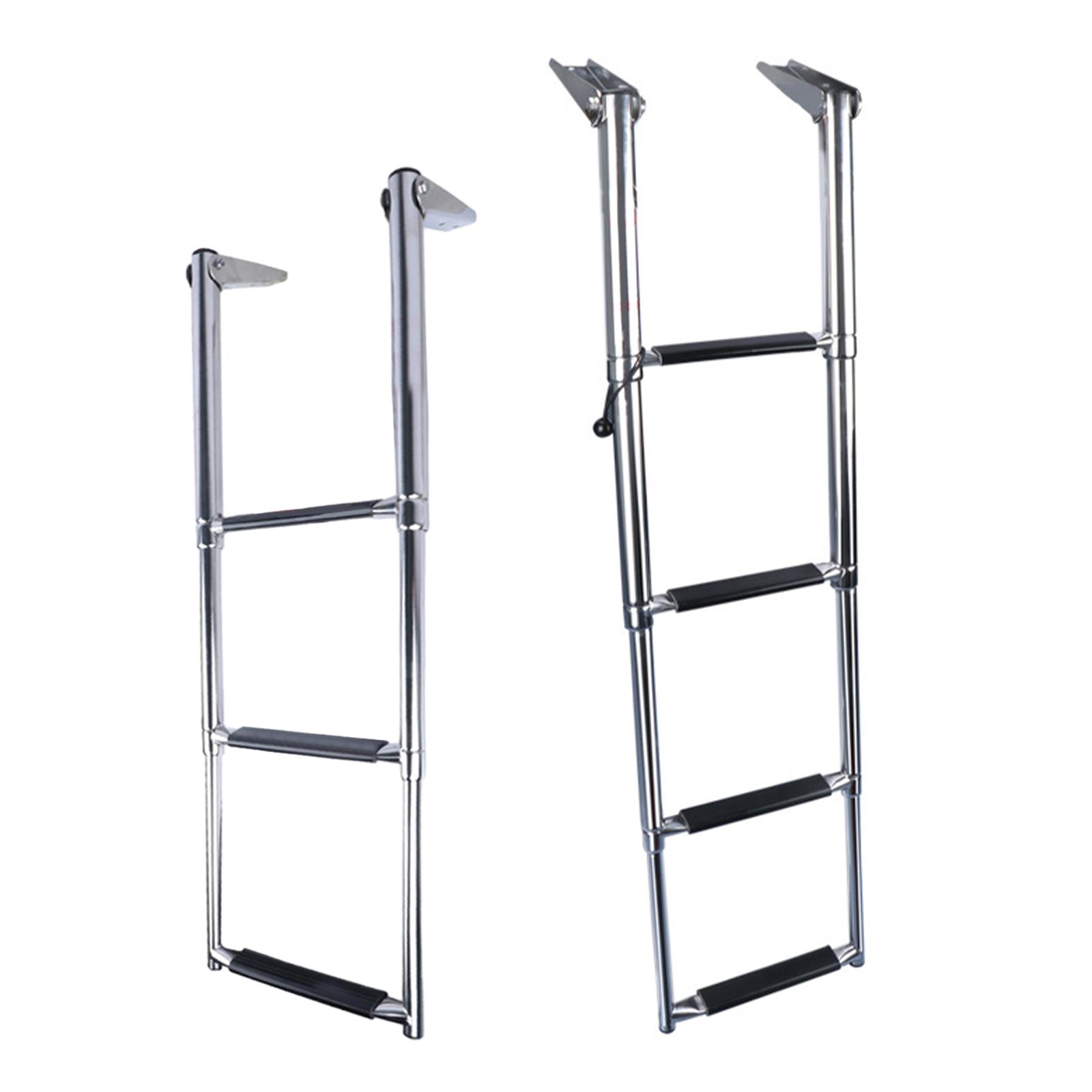 

Telescoping Pontoon Boat Ladder, Assist Boarding Ladder Stainless Steel Removable Extendable Ladder for Dinghy, Marine Yacht 3 Steps