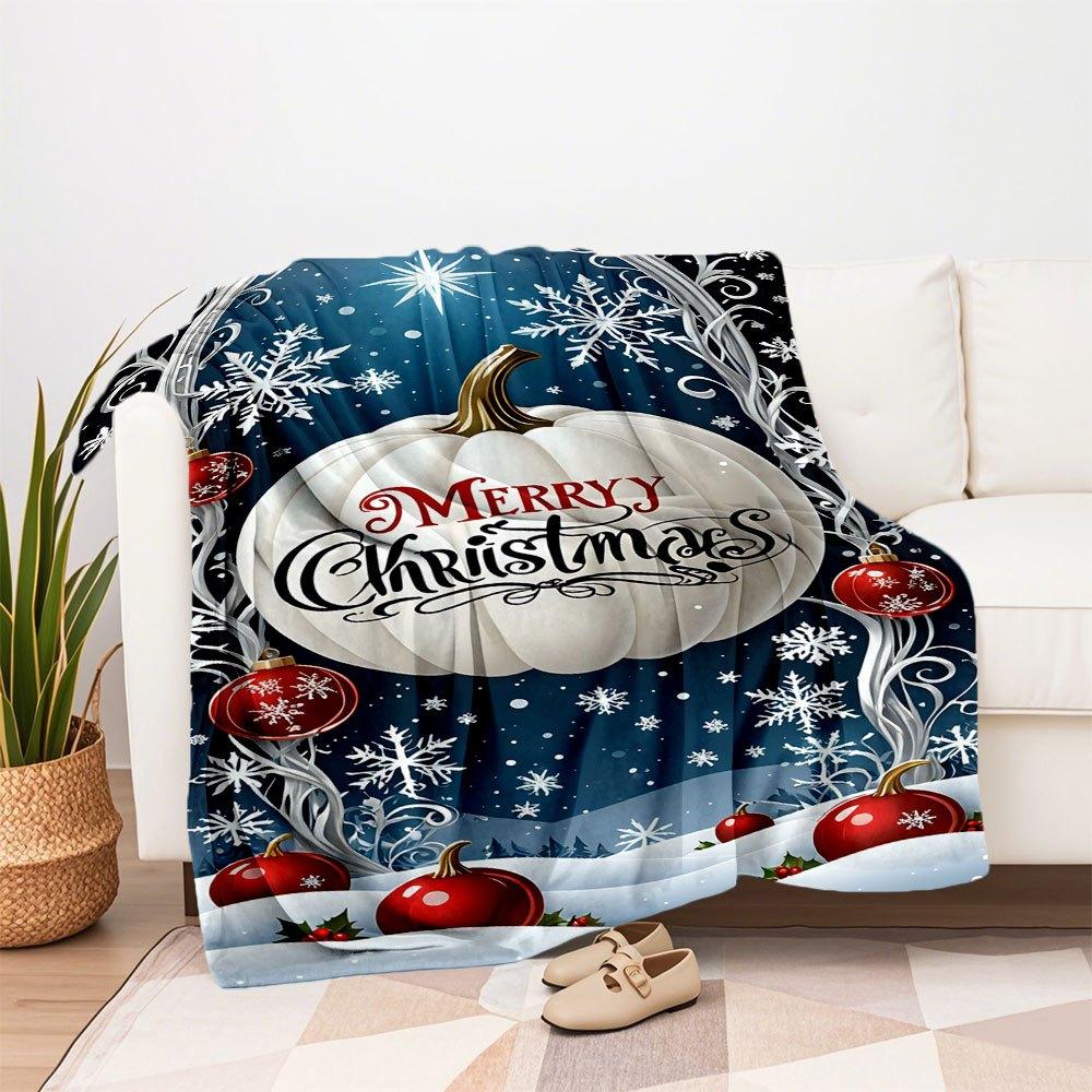 "Merry Christmas Winter Wonderland Frame"Blanket Flannel Throw Blanket for Sofa, Bed, Travel, Camping, Office