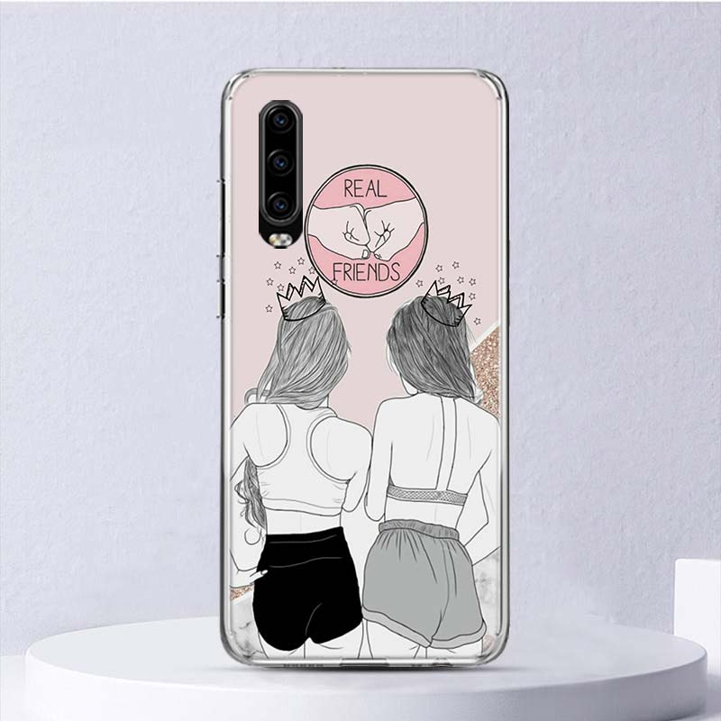 Mädchen Beste Freunde Für Immer BFF Weichen Fall Für Huawei P30 Lite P40 P20 P10 P50 Pro Telefon Abdeckung Mate 20 30 40 10 P30Lite Shell Fund