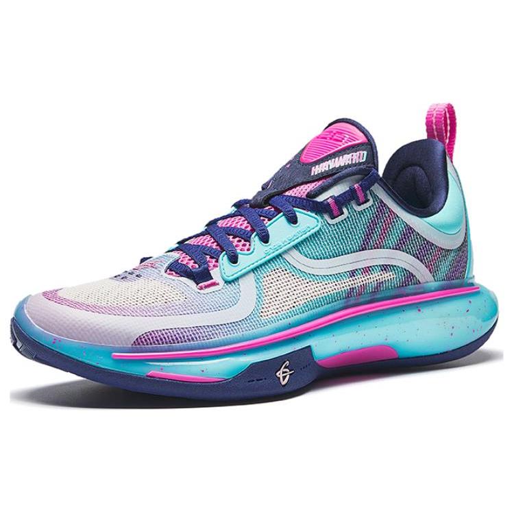 Anta GH5 Cushioning Breathable Lightweight Rebound Low top Basketball Shoes Men's Blue Pink 912421115-3