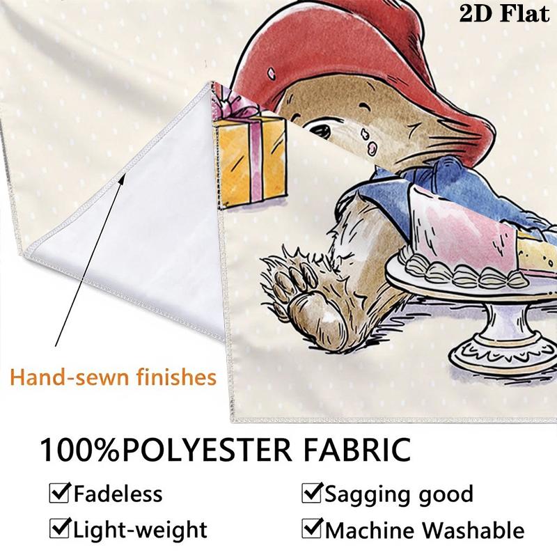 Paddington Bear Wall Tapestry Aesthetic Wall Hanging Printed Fabric Blanket Decorative Tapestries for Bedroom Living Room Home Decor