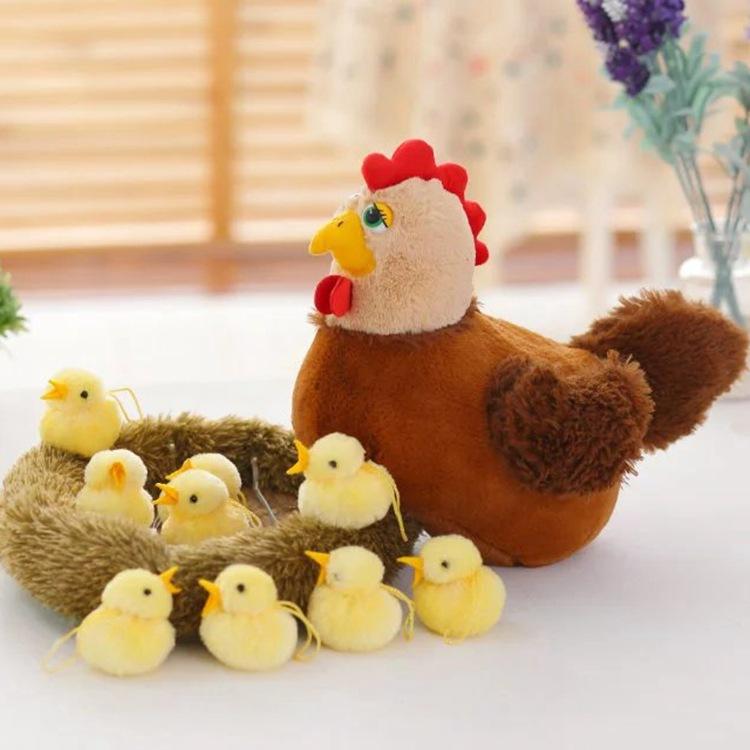Chicken Plush Toy Keychain Hen Stuffed Animal Yellow Chick Doll Early Learning Gift for Kids