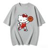 2026 New Summer HelloKitty Cute Graphic Tee Casual Short Sleeve Cotton Top for Women Girls Kawaii Cartoon Print Streetwear