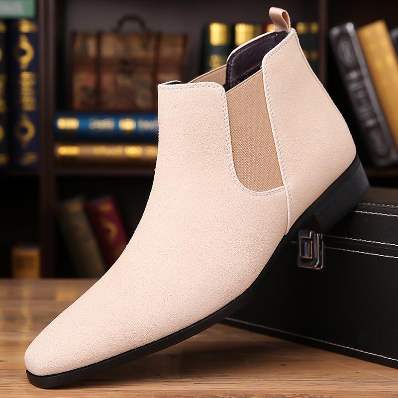 Herren Retro Klassische Chelsea Boots Rinds Wildleder Echtes Leder Herren Mode Knöchel Kurzer Stiefel High-Top Freizeitschuhe für Herren