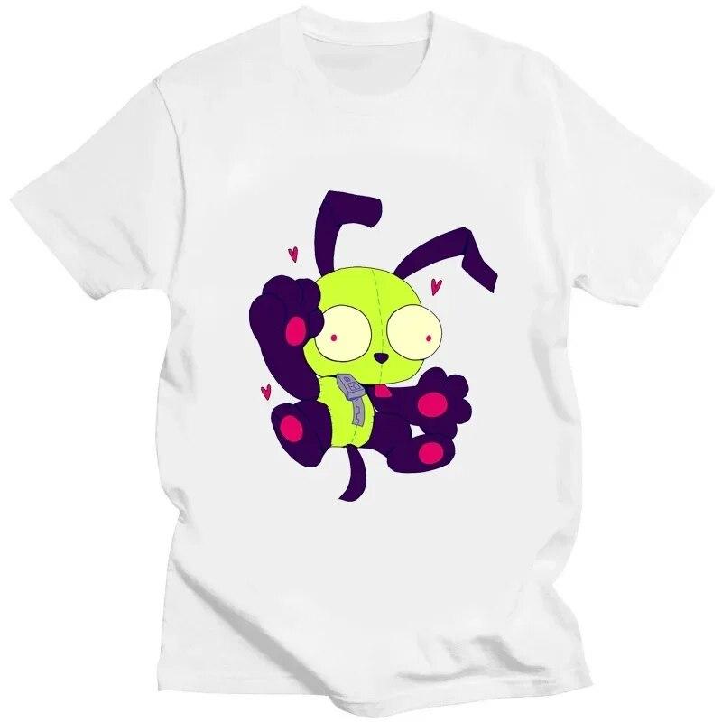 Kawaii Invader Zim Graphic TShirt Happy Hug Ready Zim Image Cute Cartoon T Shirt Unisex Women Retro T Shirt Oversized T Shirt