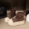 [Fanfna] Muffin Platform Martin Boots Women's 2025 Autumn New British Belt Buckle Small Locomotive Short Boots