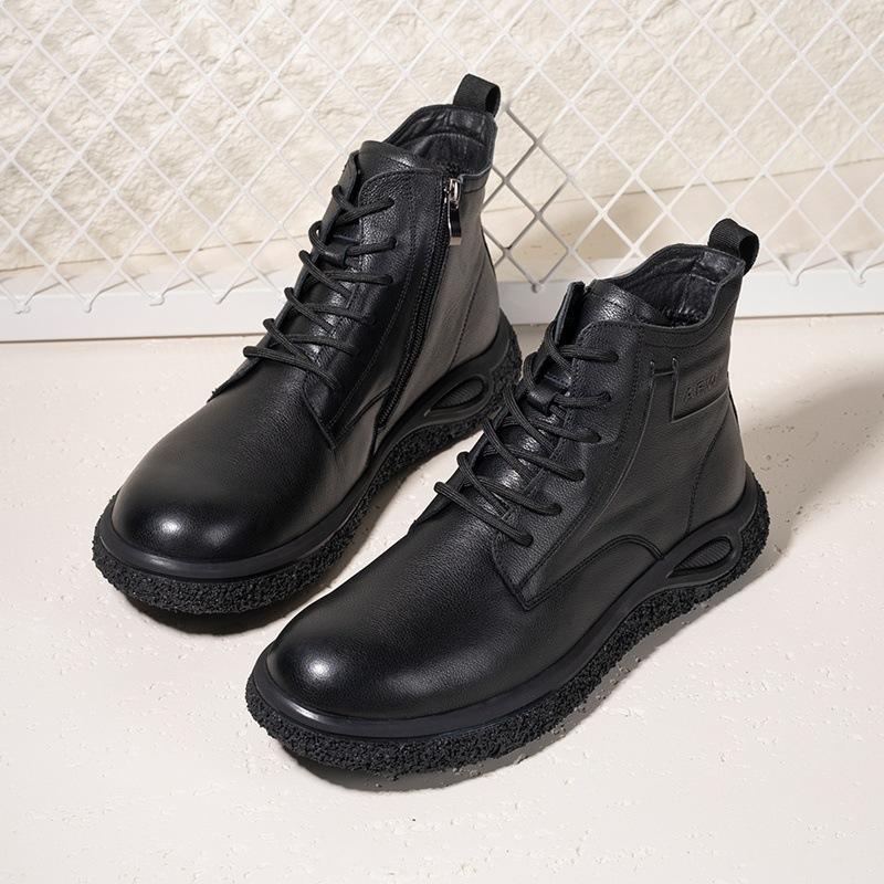 Leder High-Top Herren Lederschuhe Herbst und Winter neu schwarz Martin Stiefel Herren Casual Mode erste Schicht Rindsleder Herrenschuhe