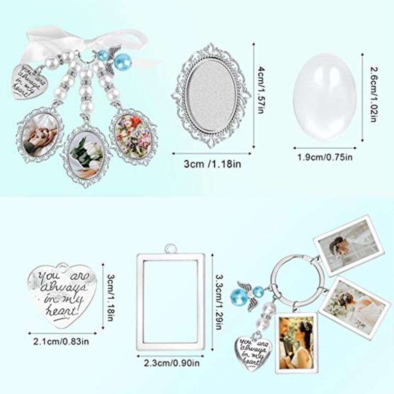 Wedding Bouquet Lace Oval Bridal Charm Bridal Bouquet Charm Angel Wing Photo Bouquet Charm Commemorative Pendant