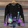 Women's Casual Long Sleeve Christmas Graphic Crewneck Sweatshirt Pullover Top for Holiday Wear