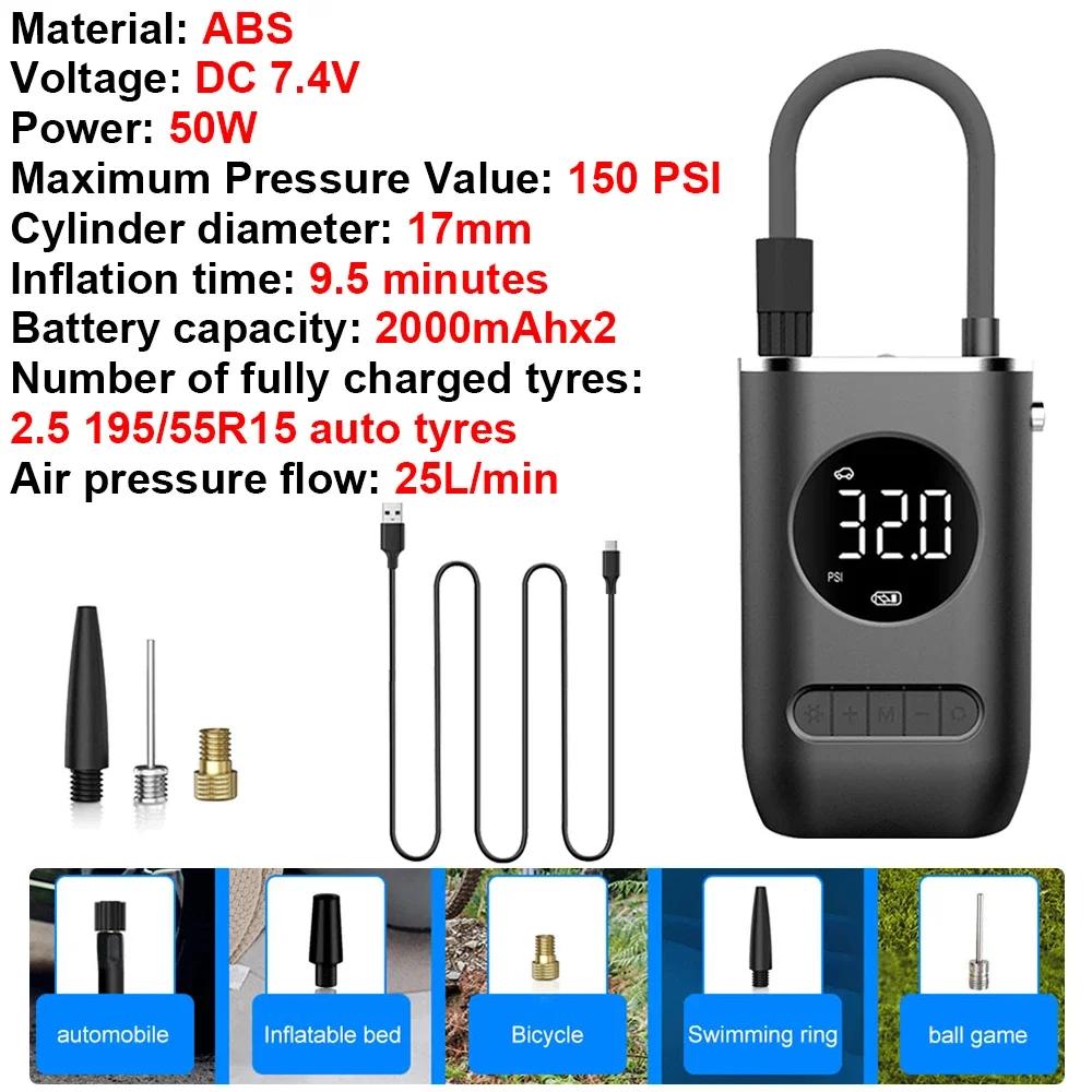 

Электрический воздушный насос Мини Портативный беспроводной насос для накачивания шин Насос для накачивания шин Компрессор для автомобиля Мотоцикл Велосипед Шаровые инструменты amagi