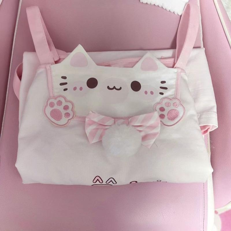 Sweet Japanese T-shirts Women's Clothing Pink Butterfly Patchwork Lace Slash Neck Tees Anime Print Off Shoulder Cute Y2k Tops
