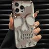 3D Matte Metallic Color Hollow Out Skull Phone Case for iPhone 16 15 13 12 11 14 ProMax 16 15 Plus Fashion Shockproof Soft Cover