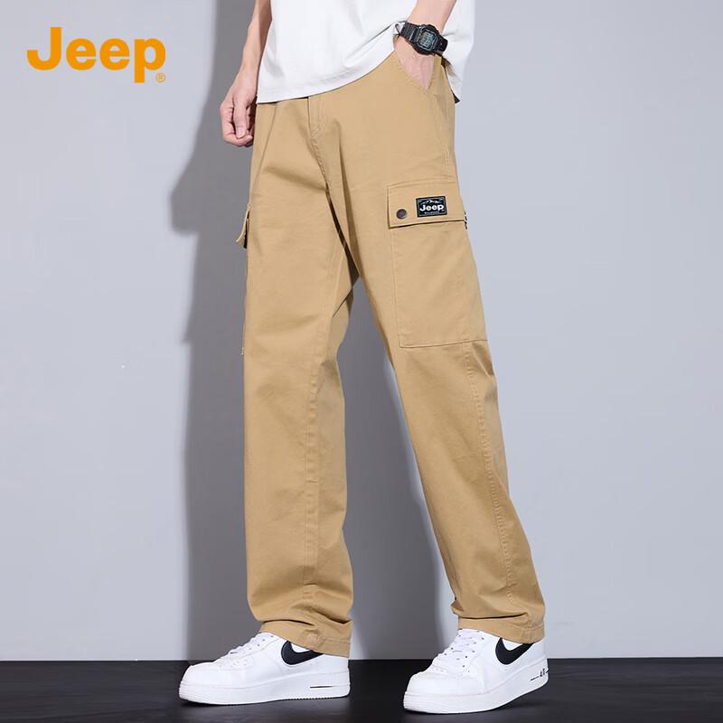 Jeep Men's 2025 Autumn/Winter Loose Straight-Leg Cotton Cargo Casual Pants